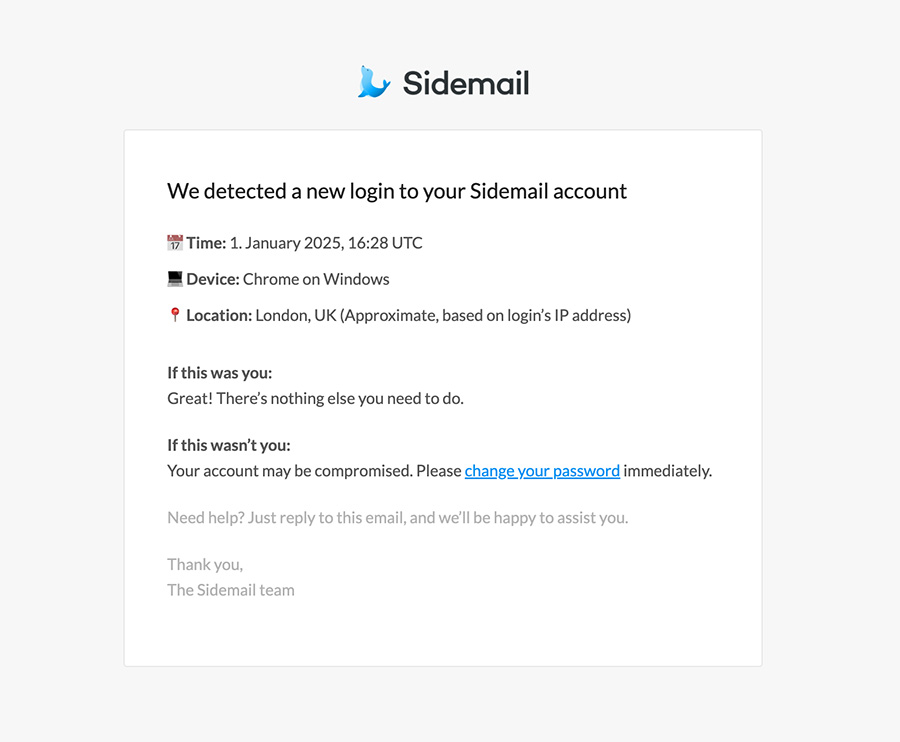 Login alert email