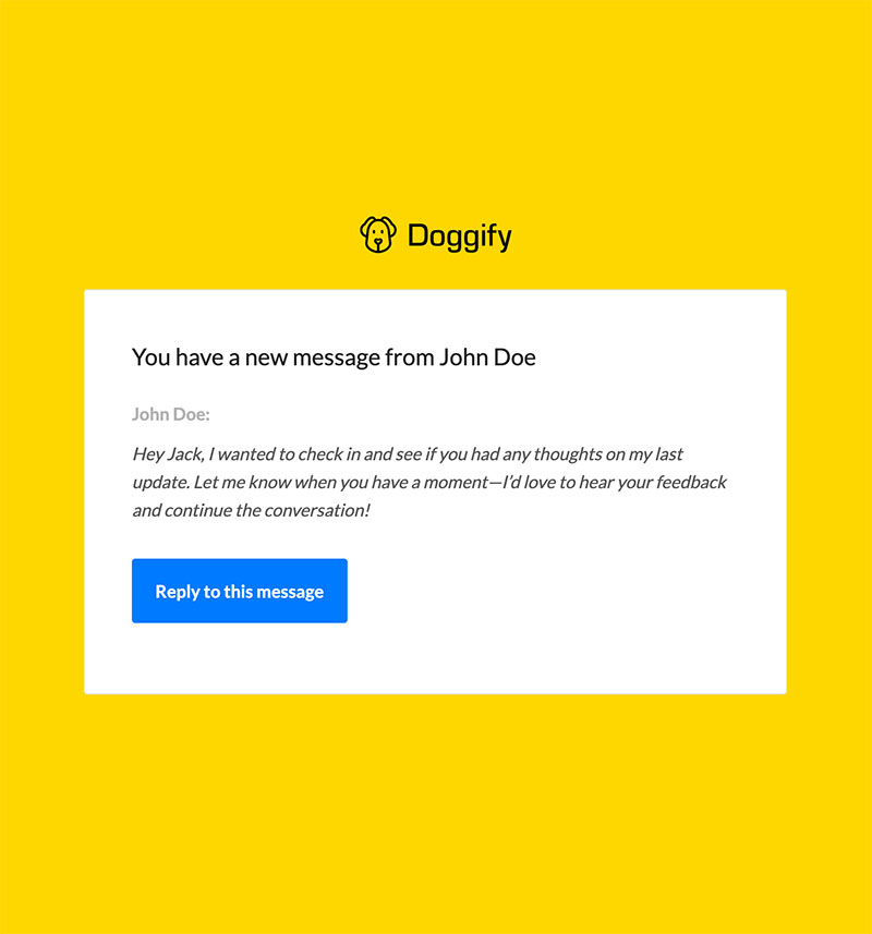 New message or comment notification email template image