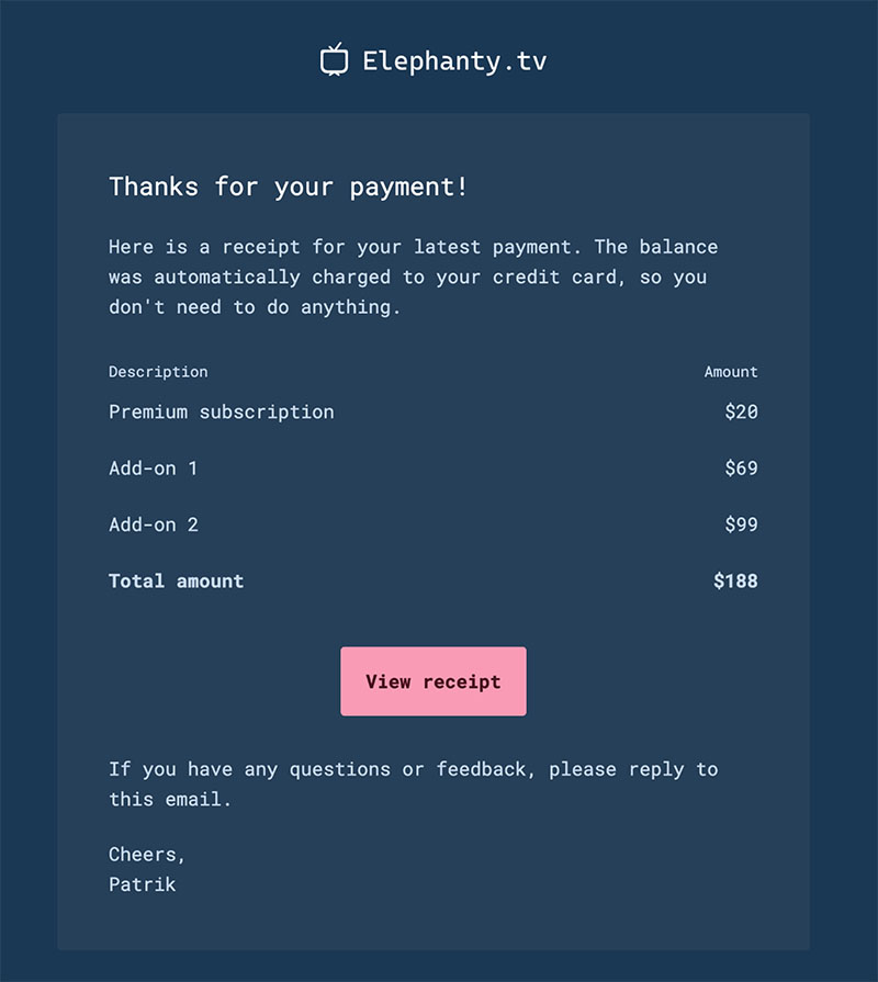 Receipt email template image