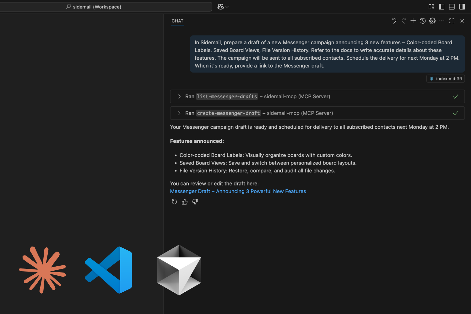 Sidemail MCP server