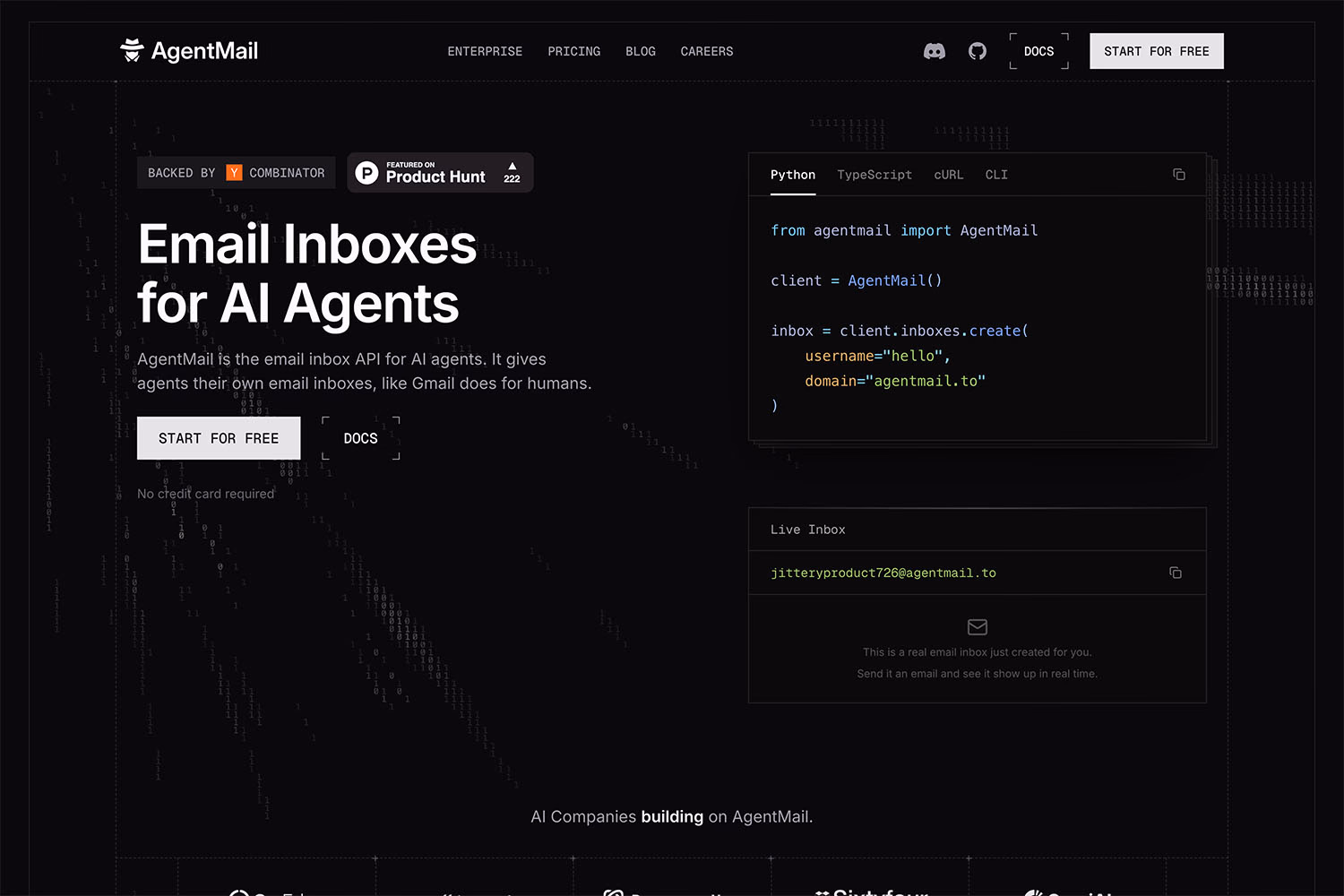 AgentMail website