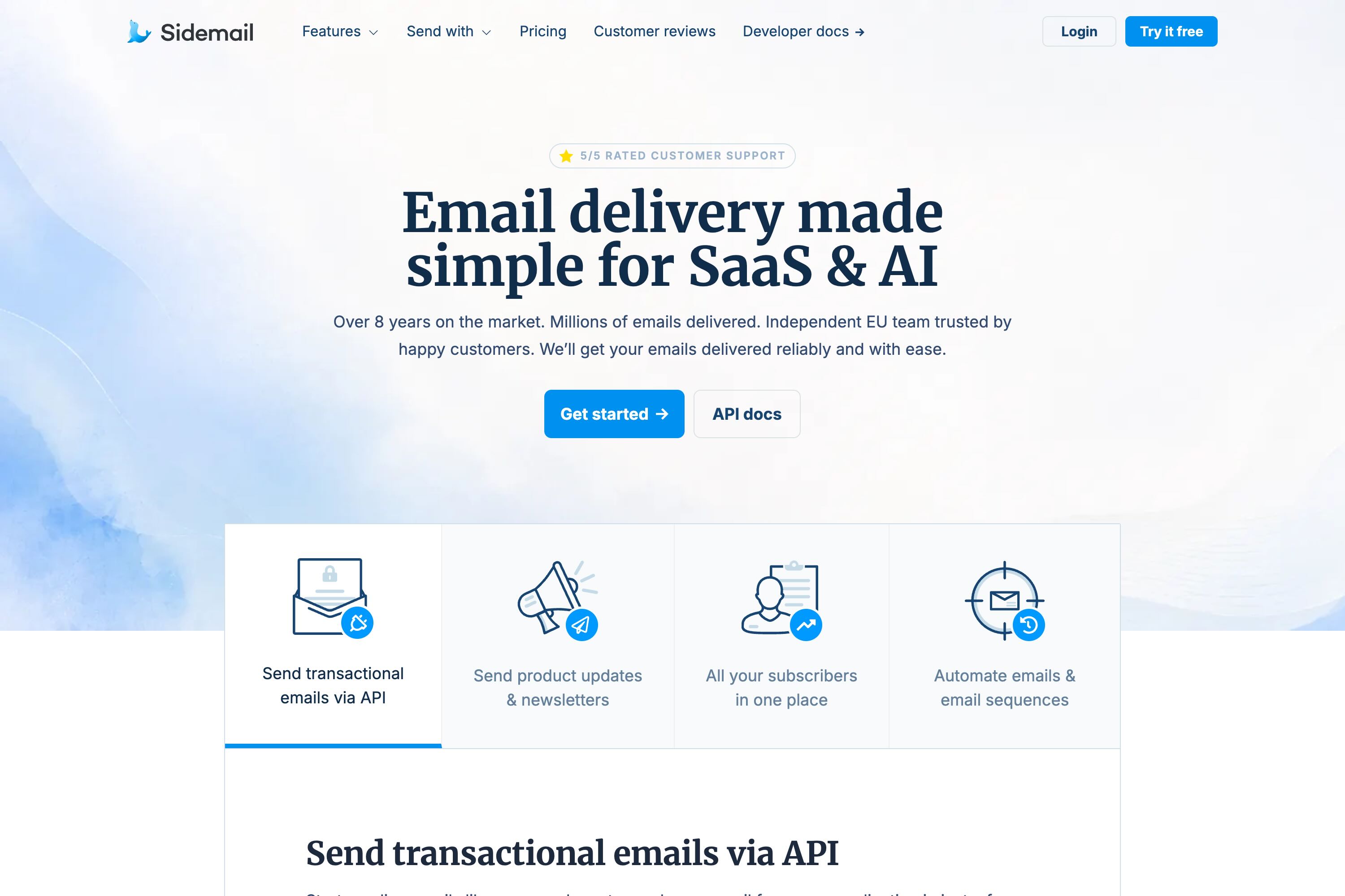Sidemail website image