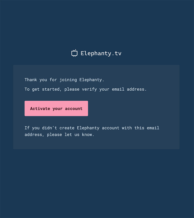 Account activation email template