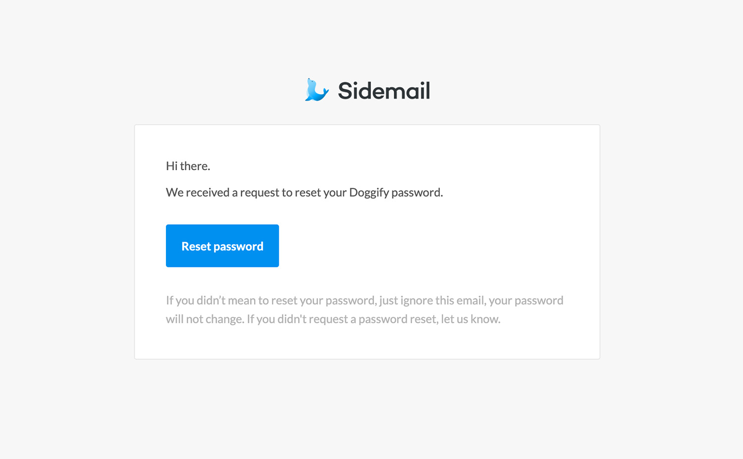 Password reset email template