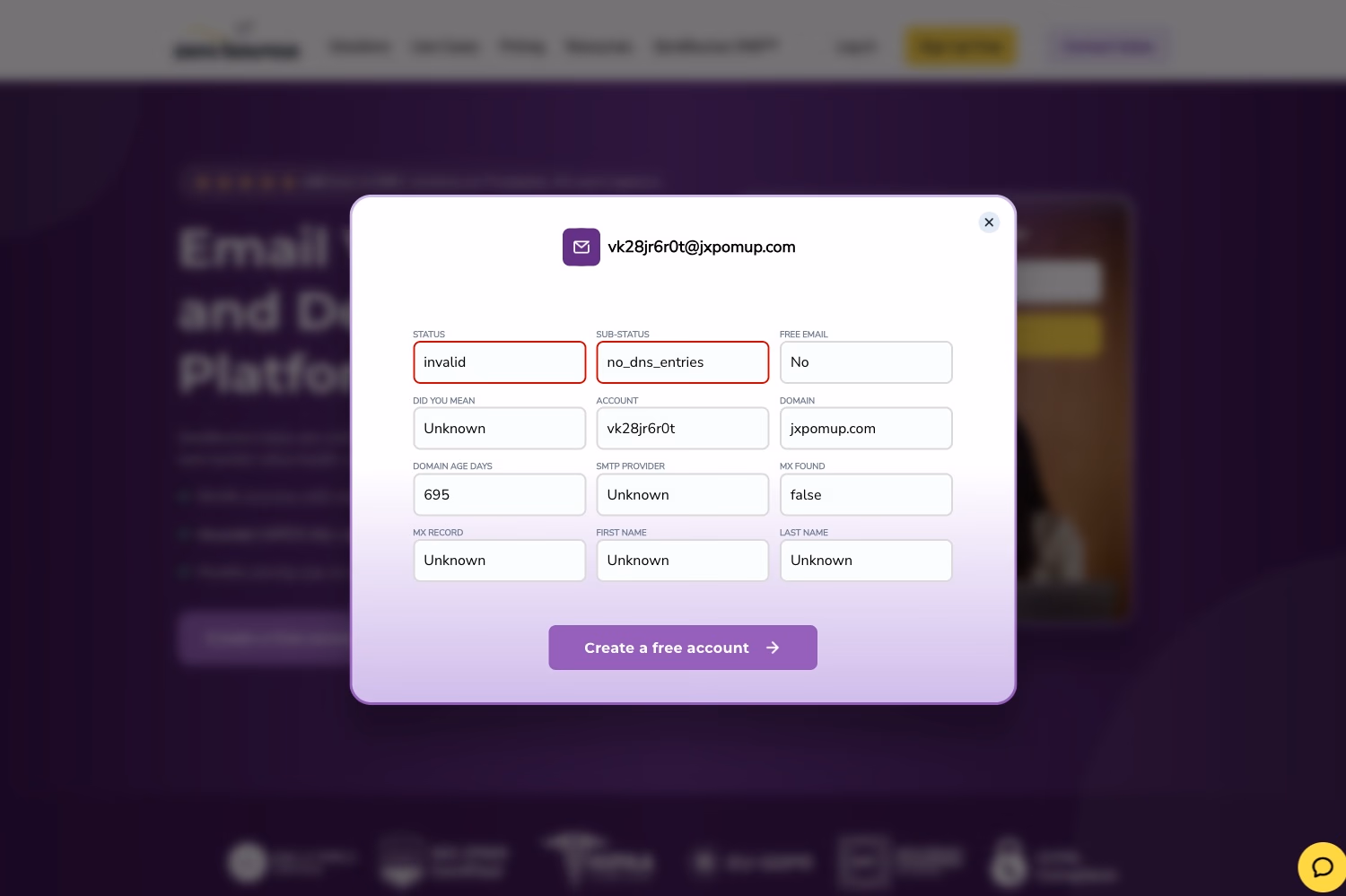 ZeroBounce email verifier screenshot
