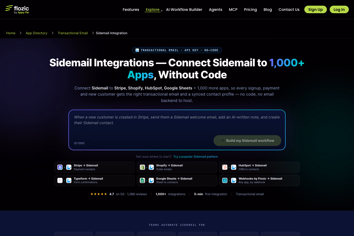 Flozic integration page