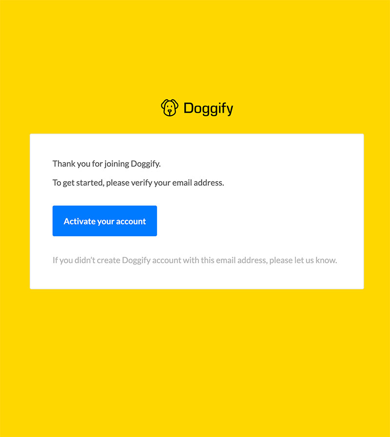 Account activation email template