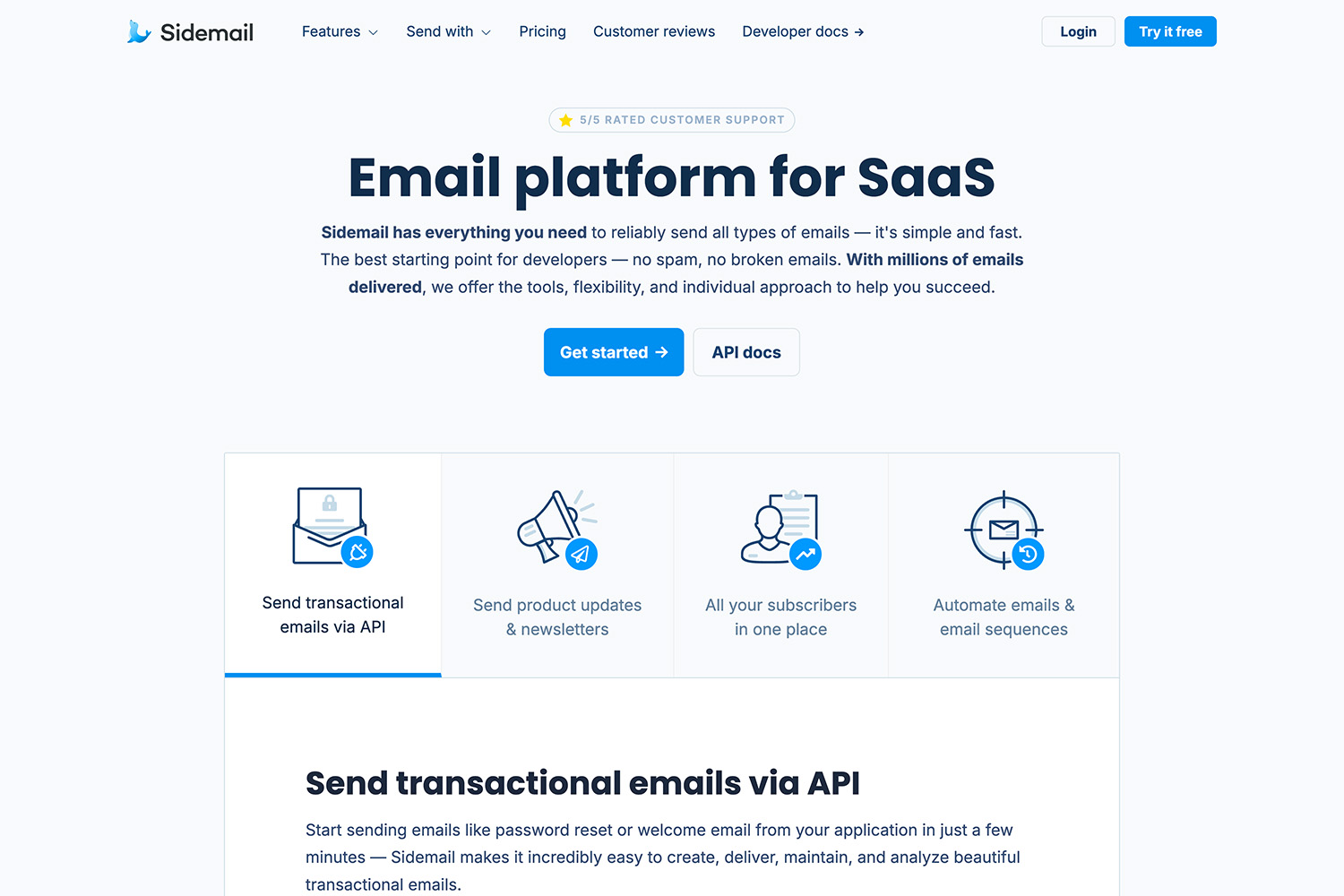 Sidemail website image