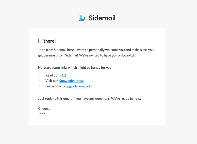 Welcome email template