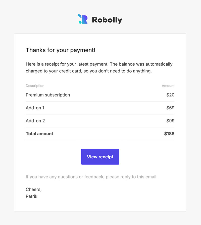 Receipt email template image