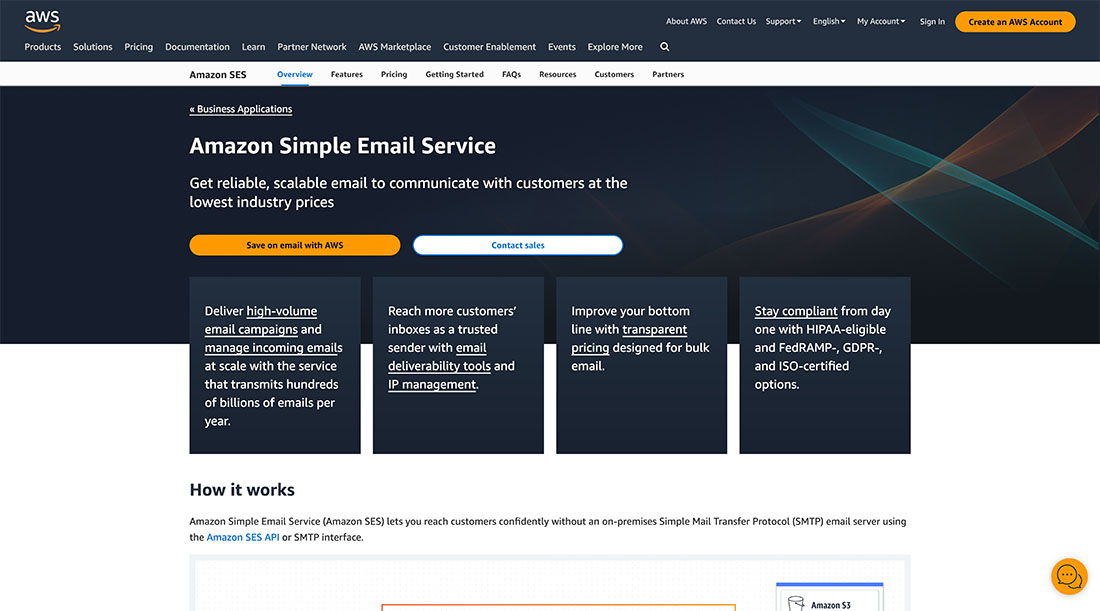 Amazon SES website image