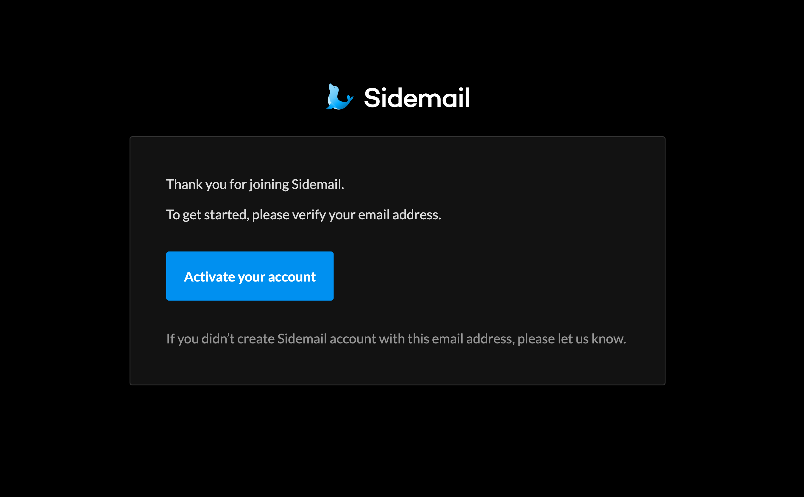 Account activation email