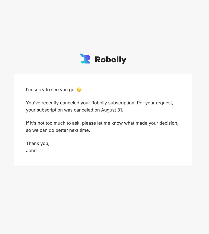 Canceled subscription email template image