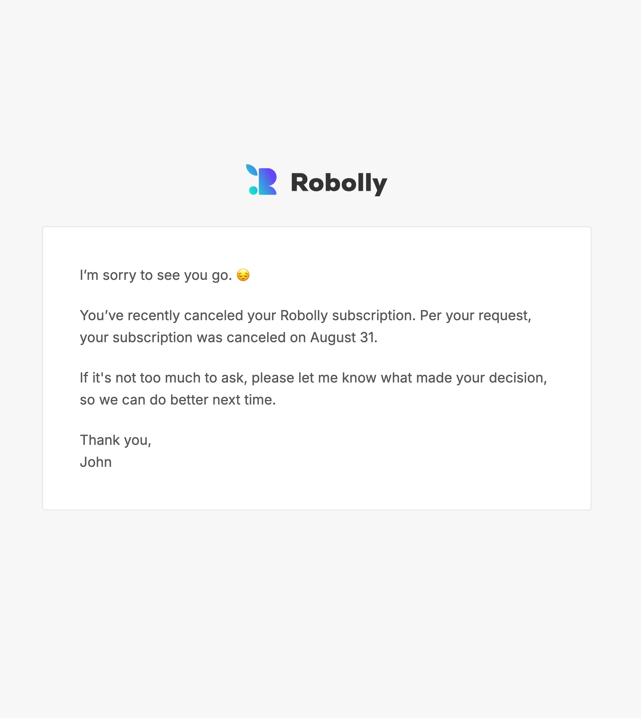 Canceled subscription email template image