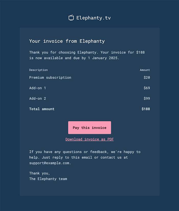 Invoice email template image