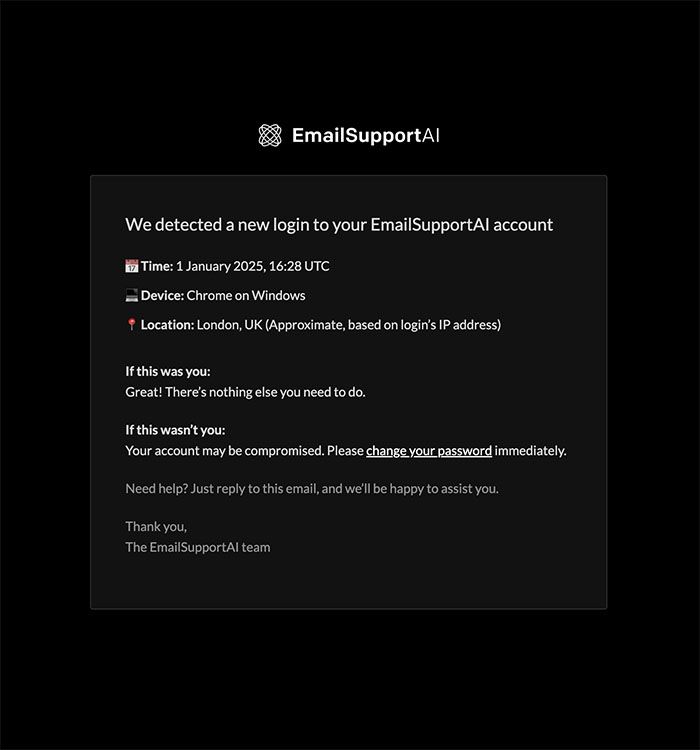 Login alert email template image