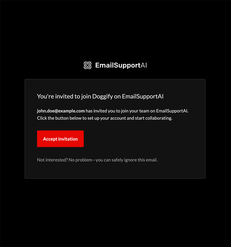 Organization invite email template image