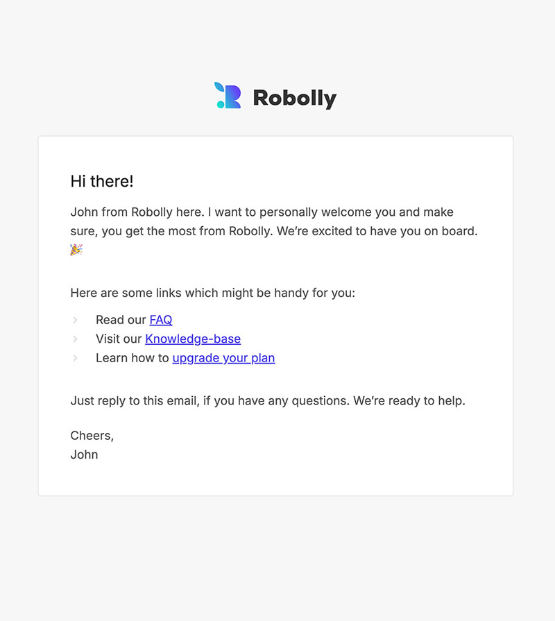 Welcome email template image